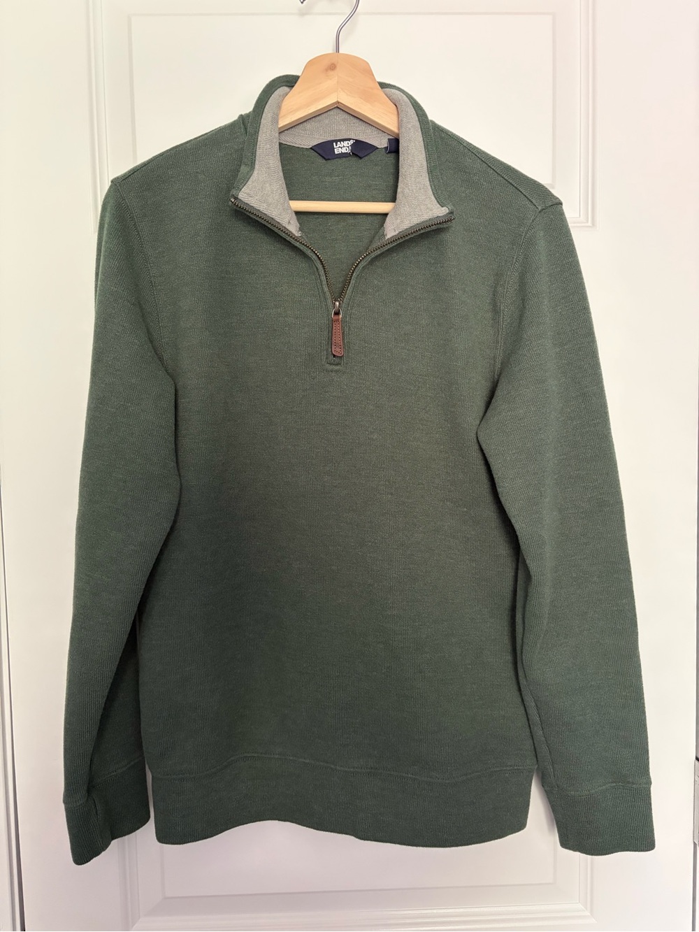 Heather Green Lands End Quarter Zip Men’s Small